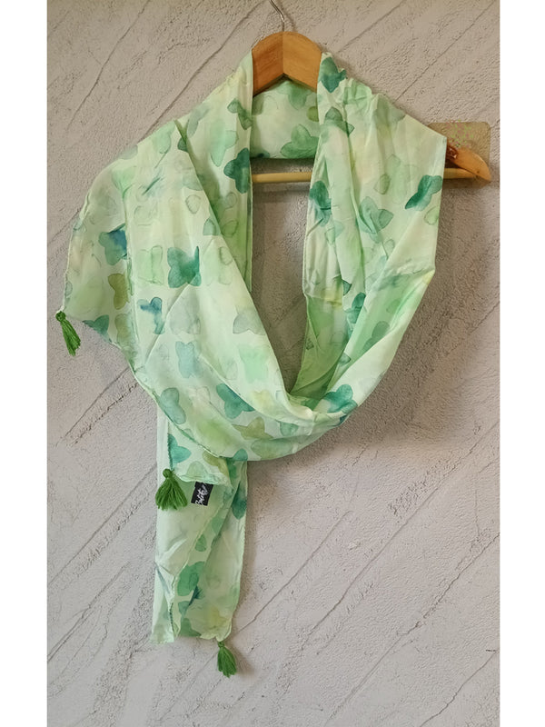 Pretty Green Printed Muslin Everyday Scarves/Stoles for Women SC7