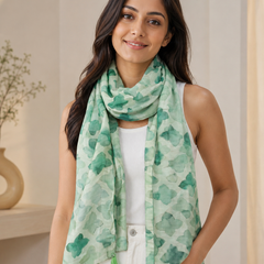 Pretty Green Printed Muslin Everyday Scarves/Stoles for Women SC7