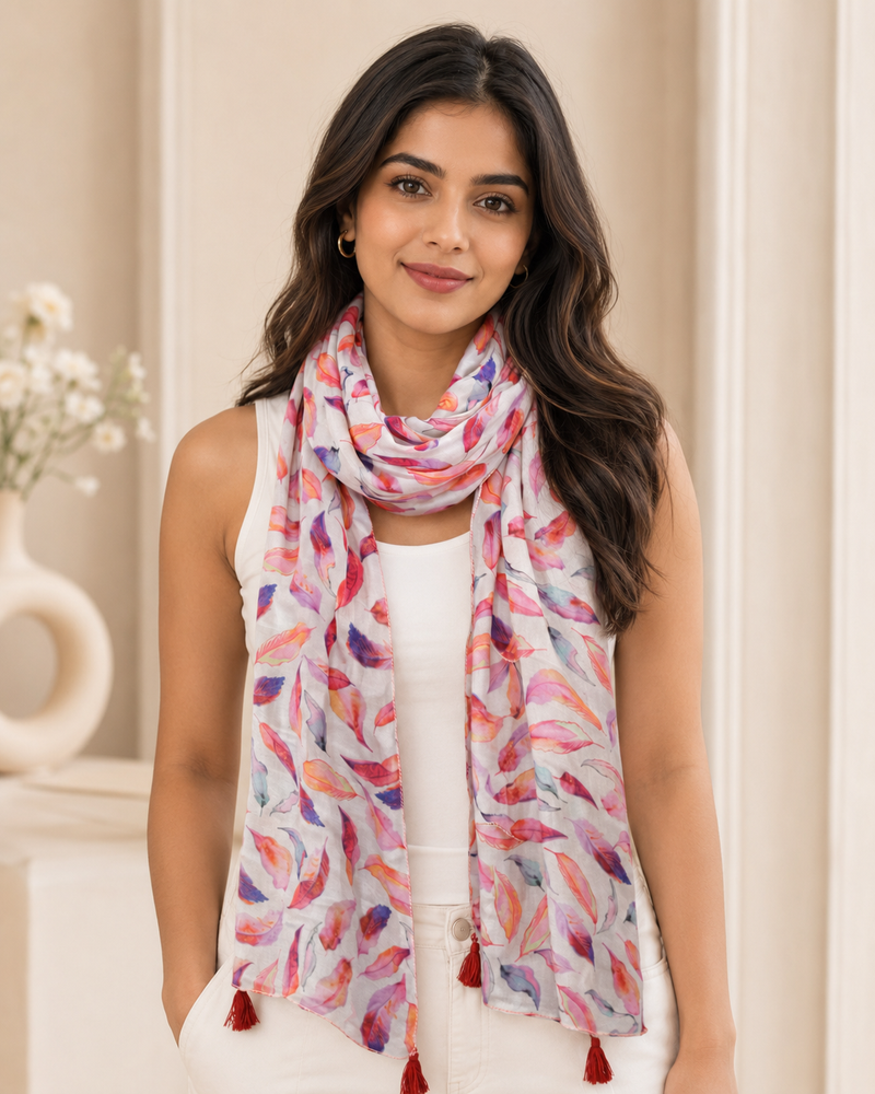 Elegant Multicolor Printed Muslin Daily Wear Scarves/Stoles for Women SC8