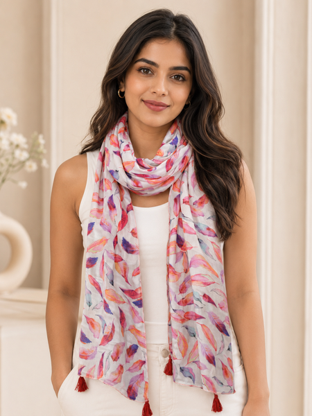 Elegant Multicolor Printed Muslin Daily Wear Scarves/Stoles for Women SC8