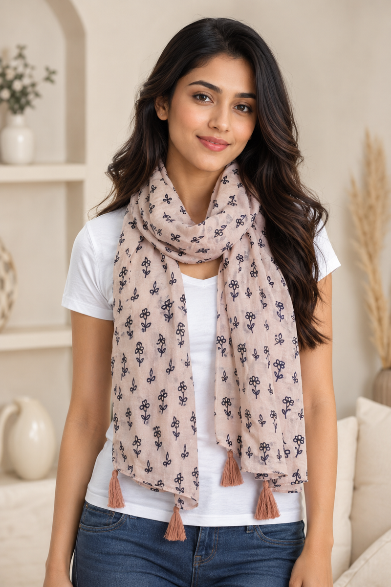 Alluring Mauve Printed Muslin Casual Scarves/Stoles for Women SC9