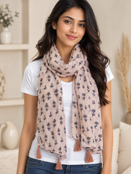 Alluring Mauve Printed Muslin Casual Scarves/Stoles for Women SC9