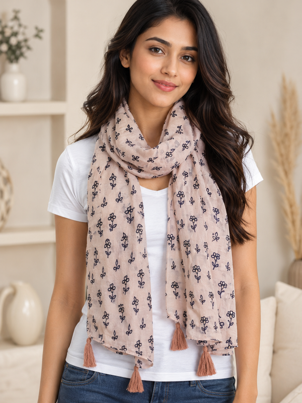 Alluring Mauve Printed Muslin Casual Scarves/Stoles for Women SC9