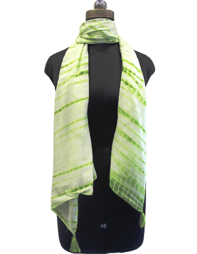 Decent Green Tie Dye Muslin Everyday Scarves/Stoles for Women SC94