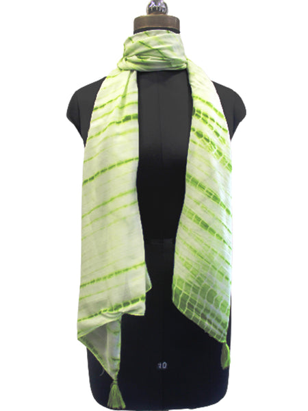 Decent Green Tie Dye Muslin Everyday Scarves/Stoles for Women SC94