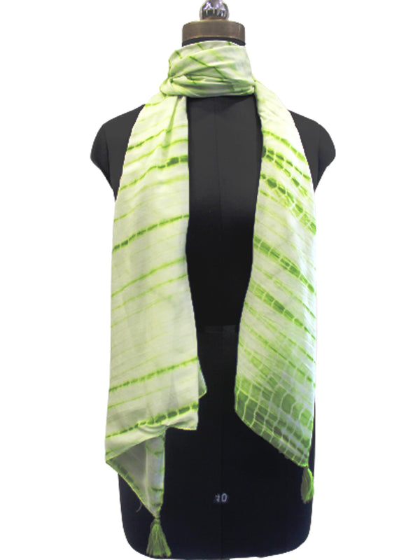 Decent Green Tie Dye Muslin Everyday Scarves/Stoles for Women SC94