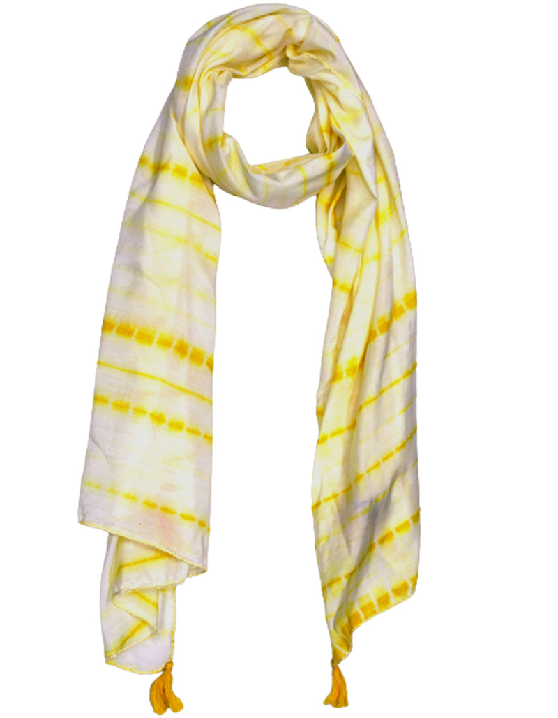 Pleasing Lemon Yellow Tie Dye Muslin Everyday Scarves/Stoles for Women SC97
