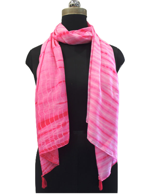 Pretty Rani Pink Tie Dye Muslin Everyday Scarves/Stoles for Women SC98