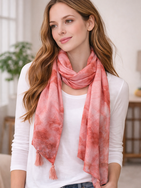 Splendid Beige Tie Dye Muslin Everyday Scarves/Stoles for Women SC100