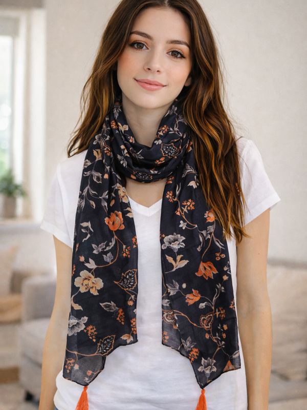 Pleasing Blue  Printed Muslin Lightweight Scarves/Stoles for Women SC13