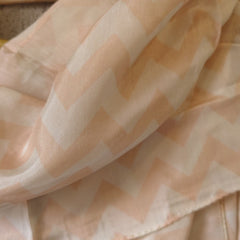 Women Beige Geometric Printed Soft Cotton Scarf with Orange Tassels SC120