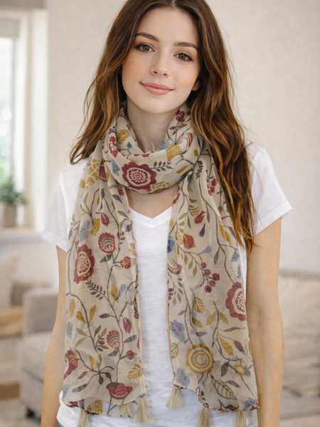 Splendid Orange Printed Muslin Everyday Scarves/Stoles for Women SC46