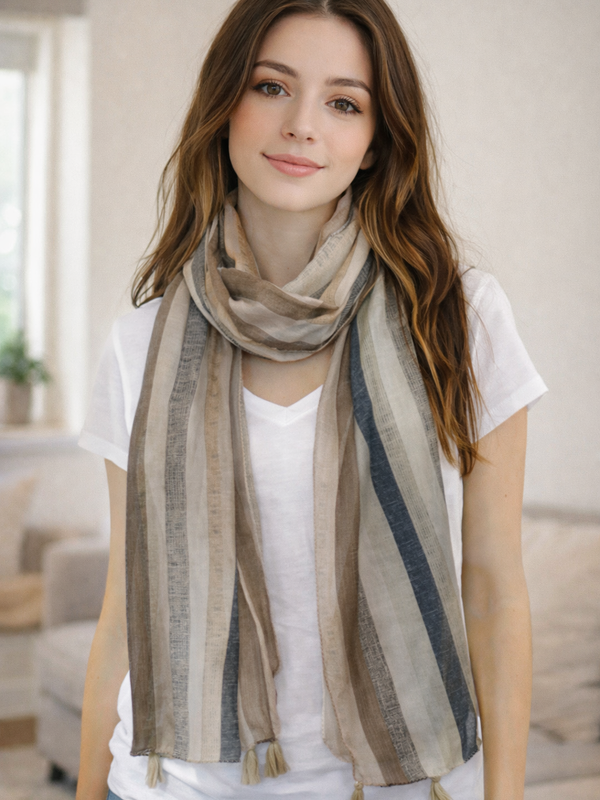 Alluring Blue  Printed Tabby silk Designer Scarves/Stoles for Women SC18