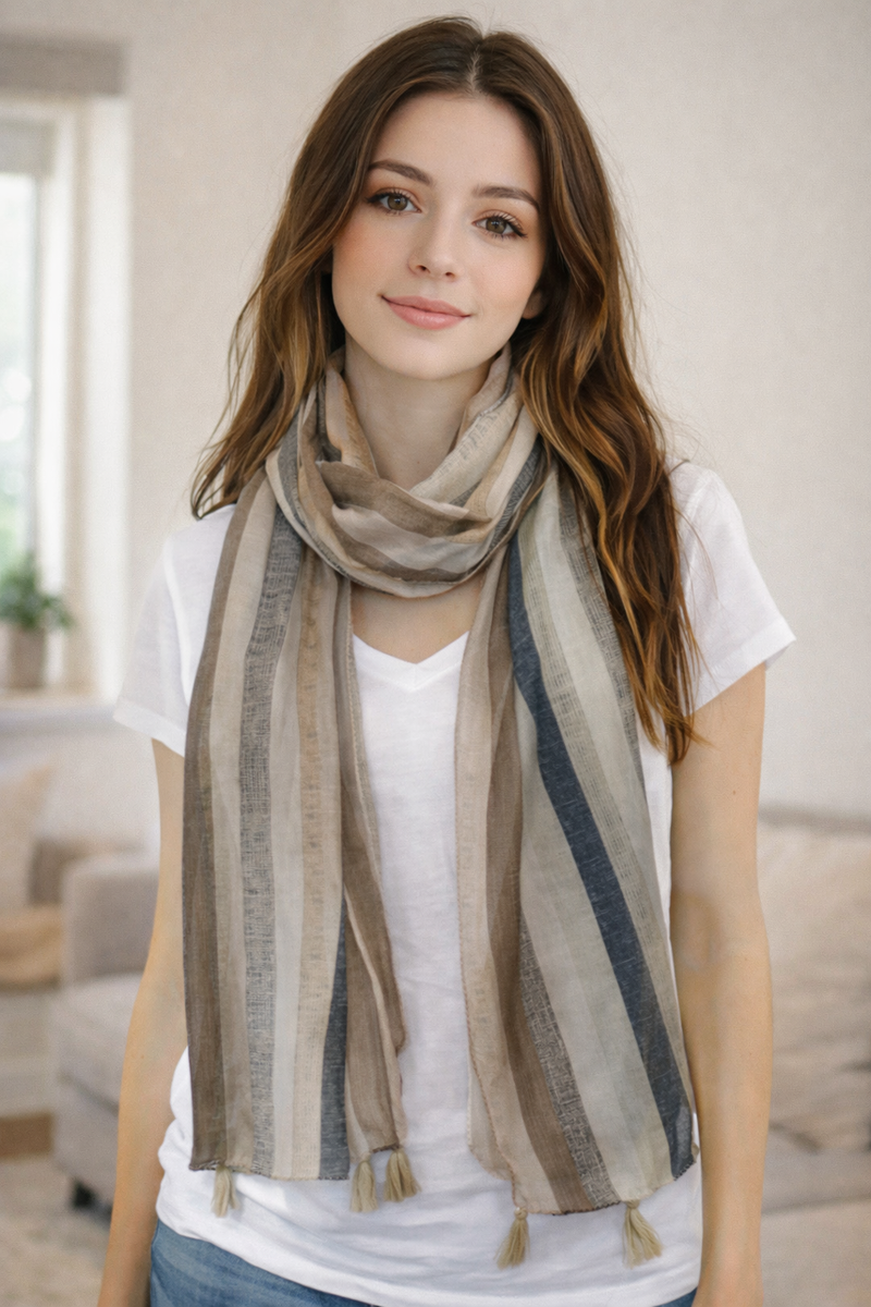 Alluring Blue  Printed Tabby silk Designer Scarves/Stoles for Women SC18