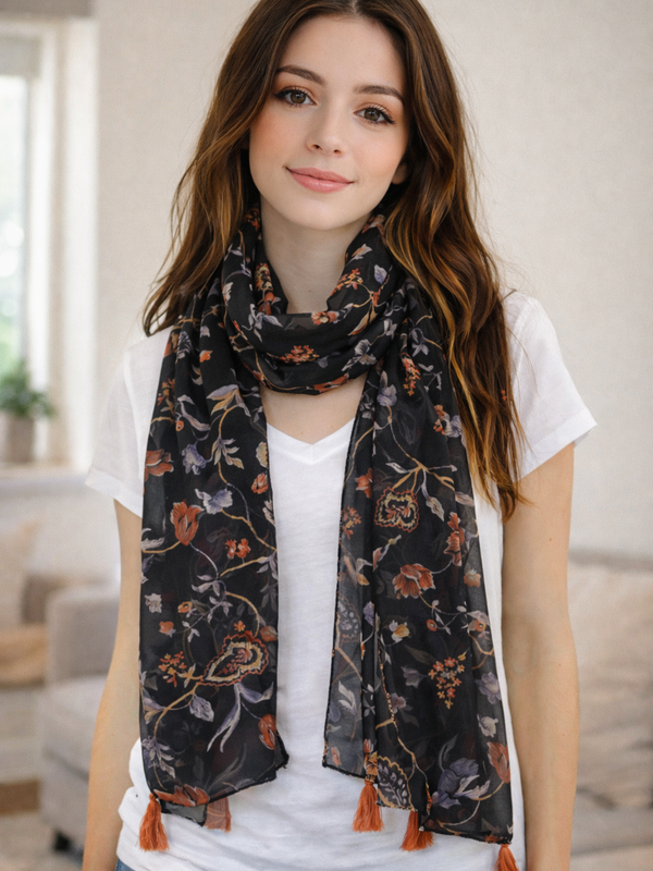 Alluring Multicolor Printed Tabby silk Everyday Scarves/Stoles for Women SC20