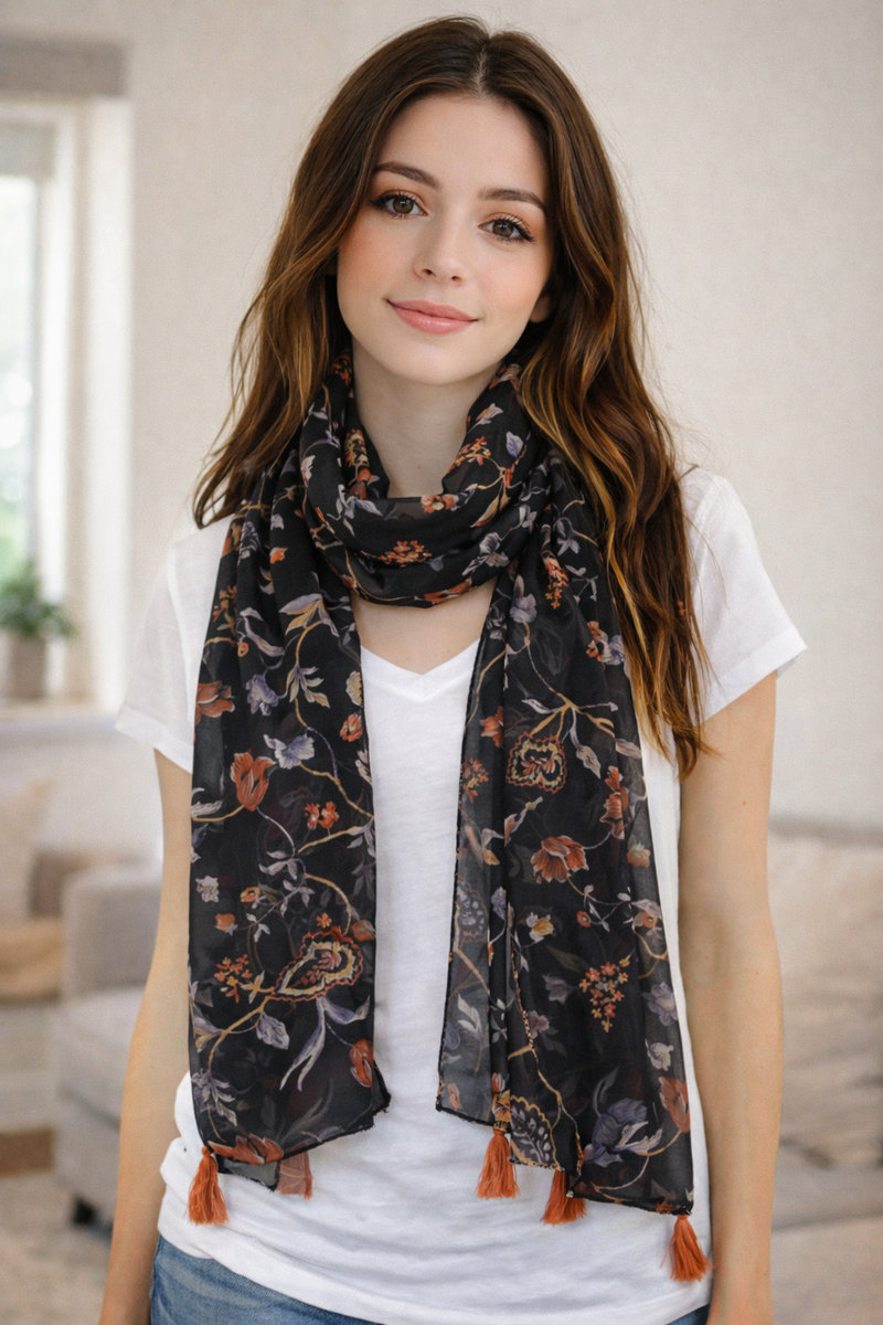 Alluring Multicolor Printed Tabby silk Everyday Scarves/Stoles for Women SC20