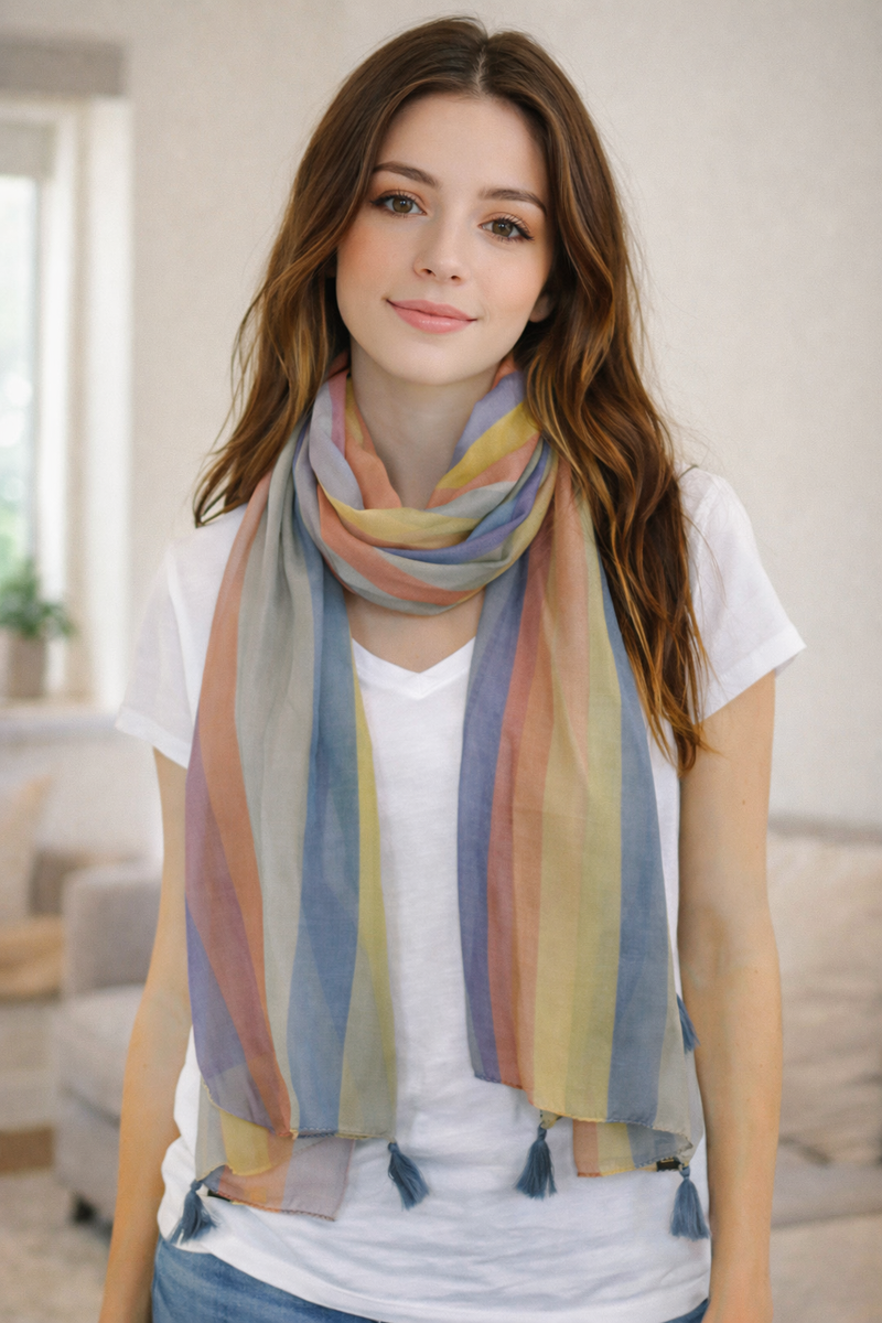Decent Blue  Printed Tabby silk Daily Wear Scarves/Stoles for Women SC21