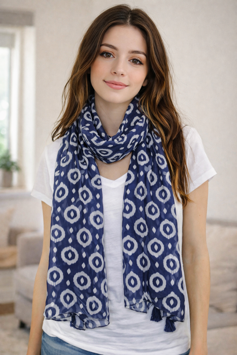 Pleasing Peach  Printed Tabby silk Casual Scarves/Stoles for Women SC22