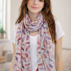 Beautiful White Printed Muslin Lightweight Scarves/Stoles for Women SC26