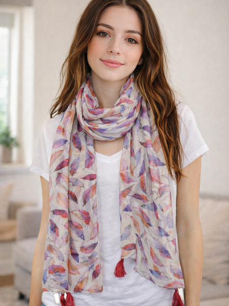 Beautiful White Printed Muslin Lightweight Scarves/Stoles for Women SC26