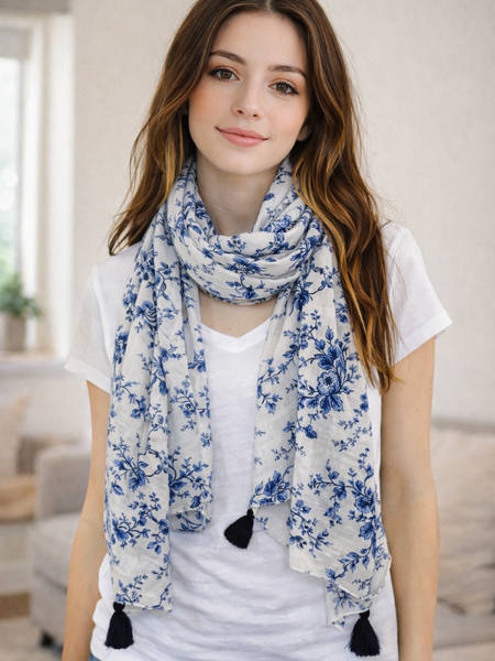 Appealing Black Printed Muslin Everyday Scarves/Stoles for Women SC27