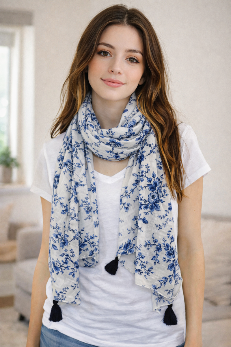 Appealing Black Printed Muslin Everyday Scarves/Stoles for Women SC27