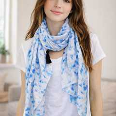 Dazzling Rama Blue Printed Muslin Daily Wear Scarves/Stoles for Women SC34
