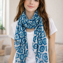 Splendid Orange Printed Muslin Casual Scarves/Stoles for Women SC35
