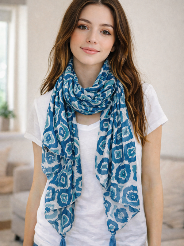 Splendid Orange Printed Muslin Casual Scarves/Stoles for Women SC35
