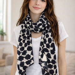 Beautiful Rama Blue Printed Muslin Casual Scarves/Stoles for Women SC42