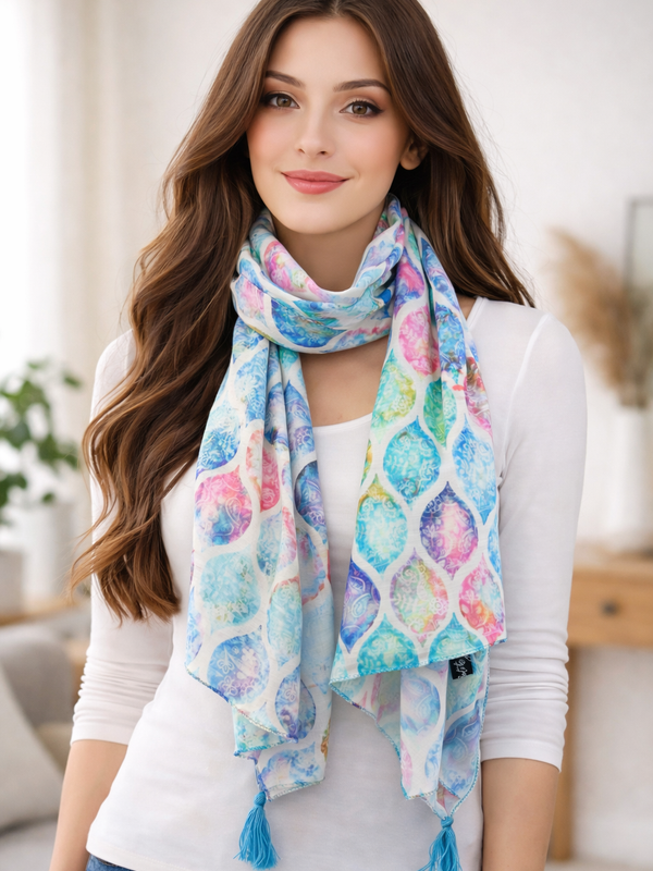 Dazzling Multicolor Printed Muslin Regular Wear Scarves/Stoles for Women SC51