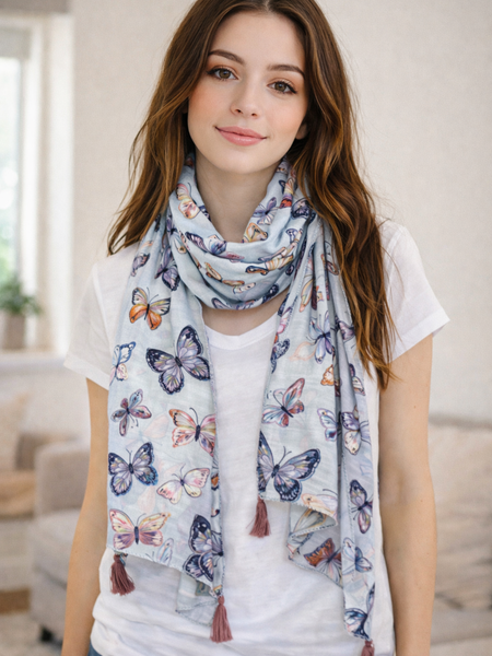 Classy Multicolor Printed Muslin Casual Scarves/Stoles for Women SC61