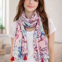 Dazzling White Printed Muslin Everyday Stylish Scarves/Stoles for Women SC62