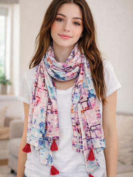 Dazzling White Printed Muslin Everyday Stylish Scarves/Stoles for Women SC62