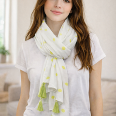 Splendid Green Printed Muslin Designer Scarves/Stoles for Women SC63
