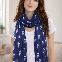 Appealing Blue Printed Rayon Everyday Stylish Scarves/Stoles for Women SC75