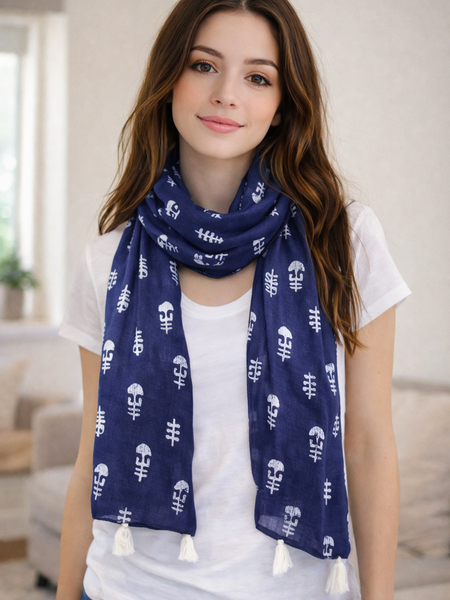 Appealing Blue Printed Rayon Everyday Stylish Scarves/Stoles for Women SC75