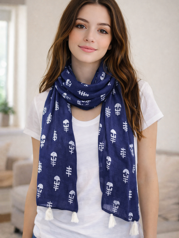 Appealing Blue Printed Rayon Everyday Stylish Scarves/Stoles for Women SC75