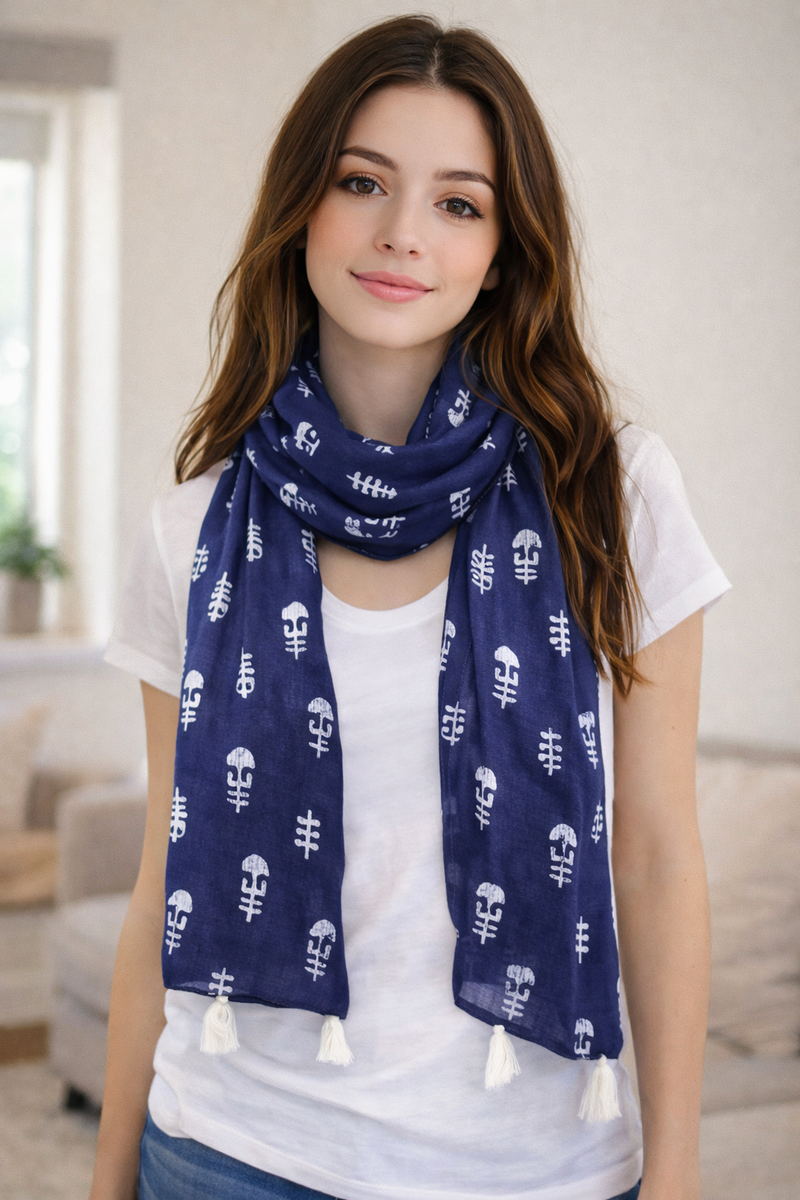 Appealing Blue Printed Rayon Everyday Stylish Scarves/Stoles for Women SC75