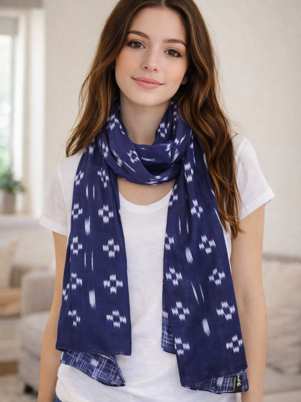 Appealing Blue Printed Rayon Everyday Scarves/Stoles for Women SC79