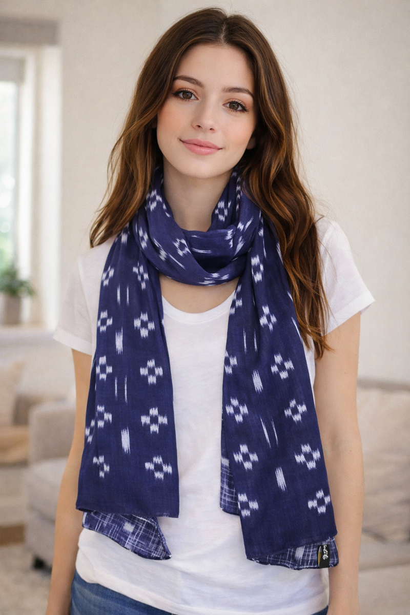Appealing Blue Printed Rayon Everyday Scarves/Stoles for Women SC79