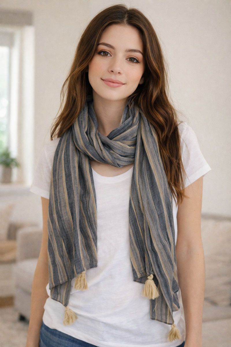 Appealing Grey Printed Rayon Everyday Scarves/Stoles for Women SC92
