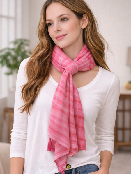 Pretty Rani Pink Tie Dye Muslin Everyday Scarves/Stoles for Women SC98
