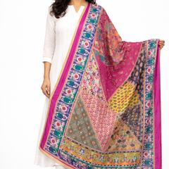 Multicolor Patchwork Paisley Print Designer Dupatta DB3019