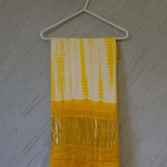 Desi Butik Women’s Gaji Silk Yellow Tie Dye Dupatta DB2268