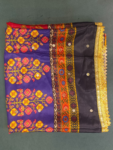 Multicolor Printed Patchwork Gaji Silk Dupatta | Traditional Ethnic Designer Dupatta DB3001