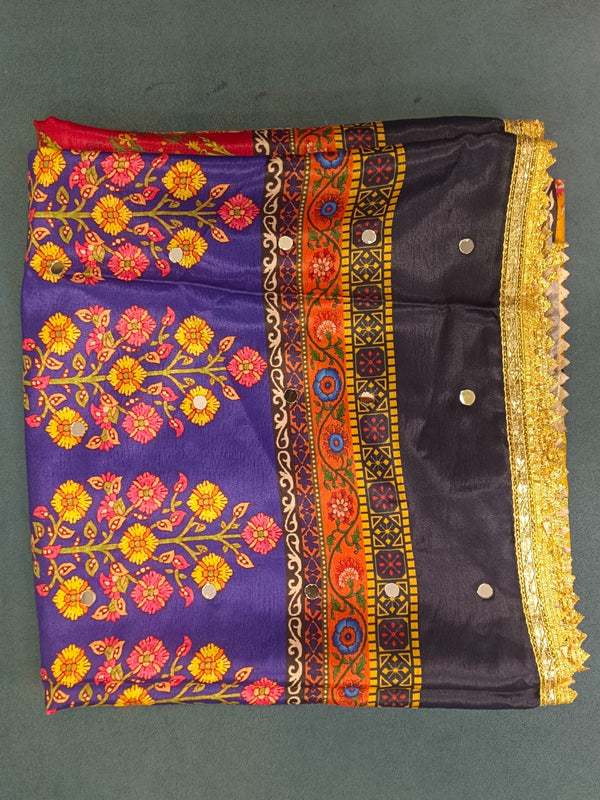 Multicolor Printed Patchwork Gaji Silk Dupatta | Traditional Ethnic Designer Dupatta DB3001