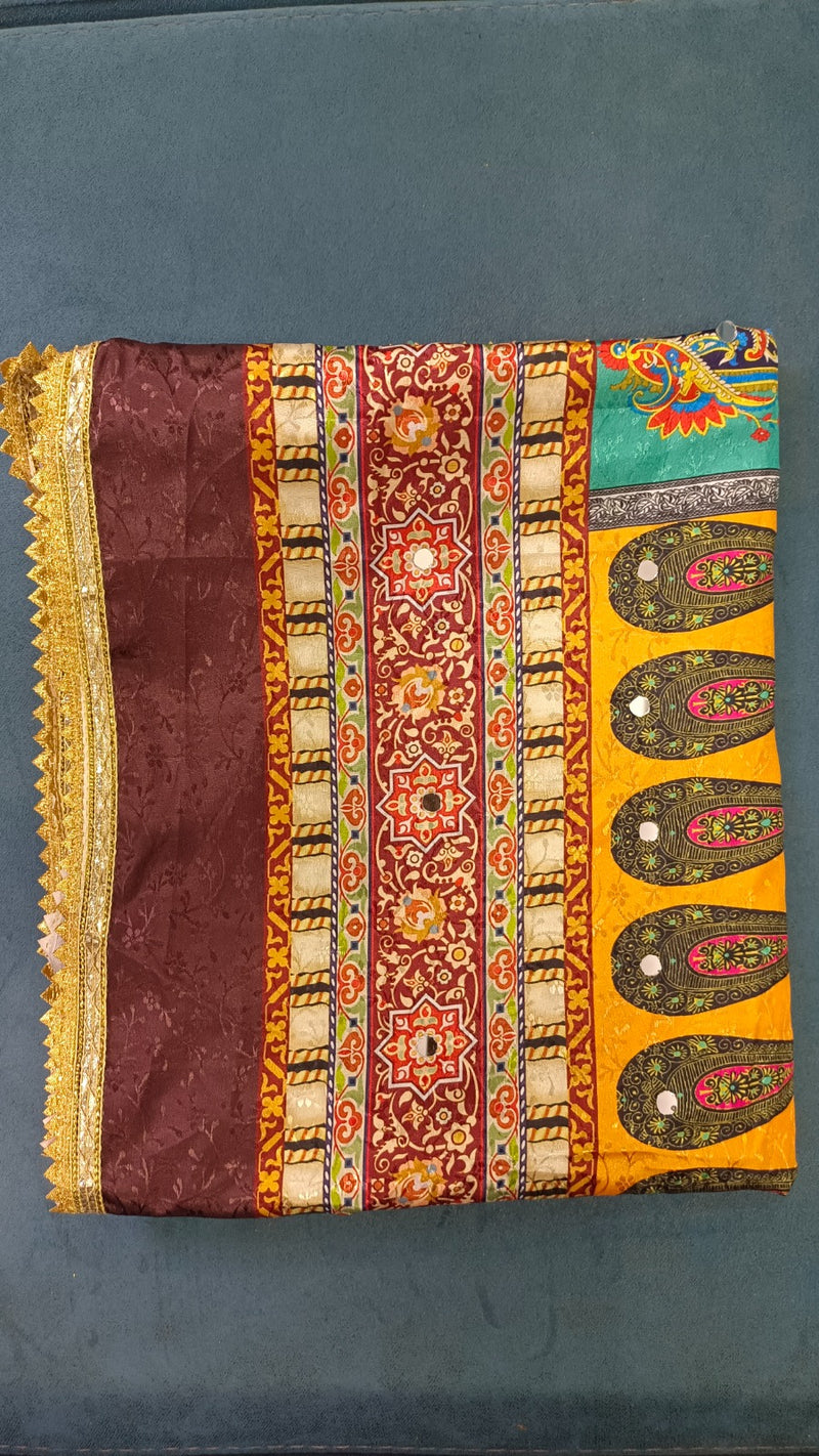 Multicolor Patchwork Printed ART SILK Dupatta DB3014