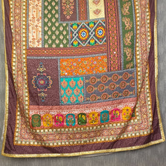 Multicolor Patchwork Printed ART SILK Dupatta DB3014