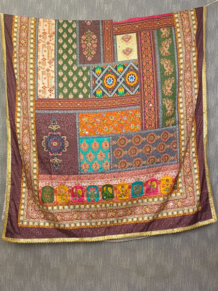 Multicolor Patchwork Printed ART SILK Dupatta DB3014